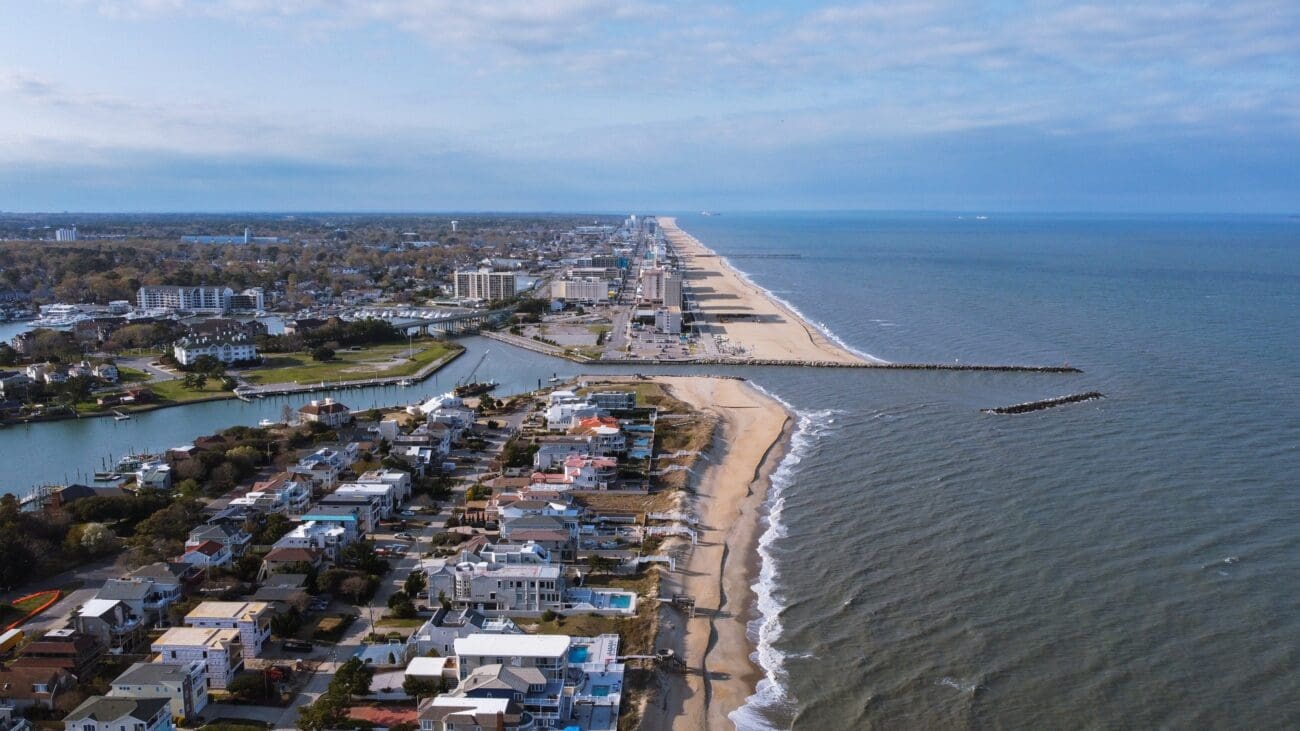 The Virginia Beach oceanfront and Rudee Inlet
