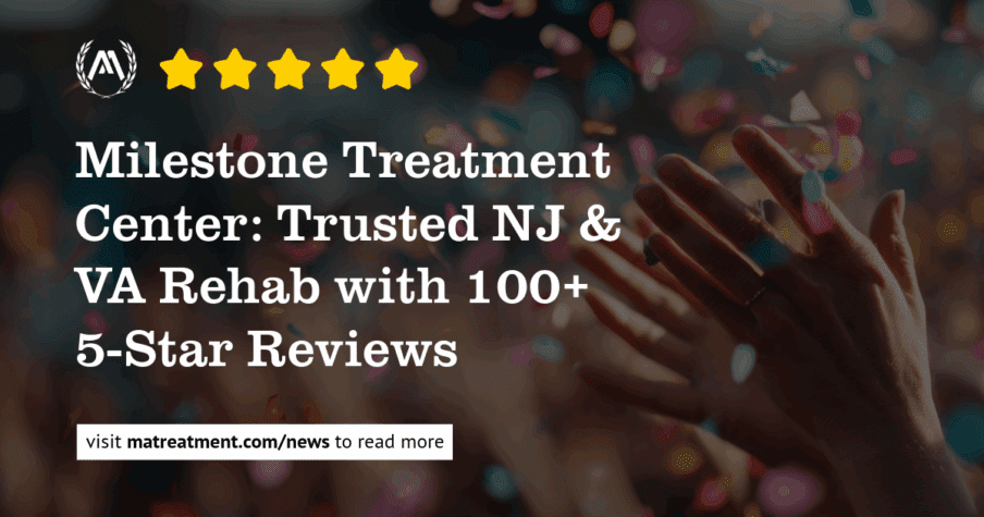 Blog header for Milestone Treatment Center celebrating 100 5-star reviews
