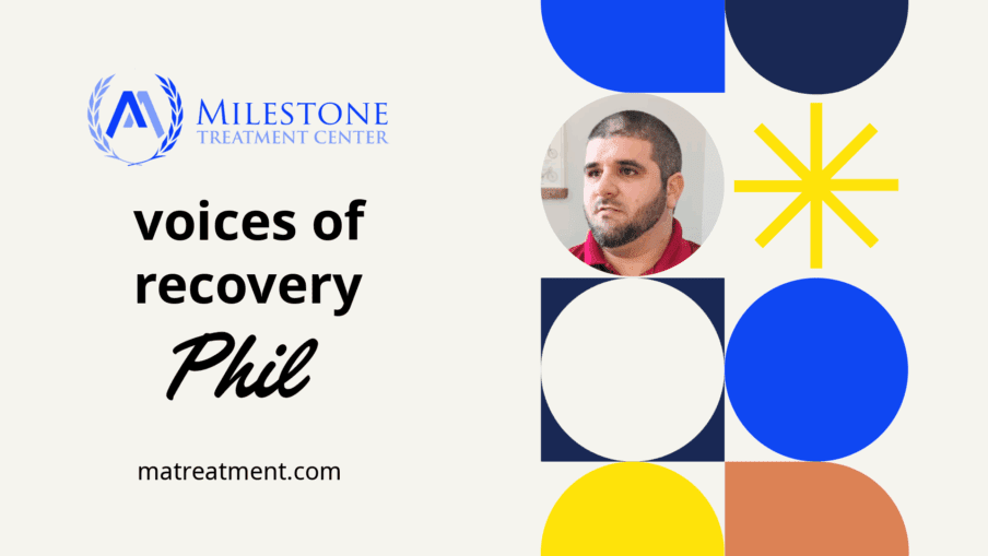 Voices of Recovery series graphic featuring Phil Smyth, Executive Director at Milestone Treatment Center.